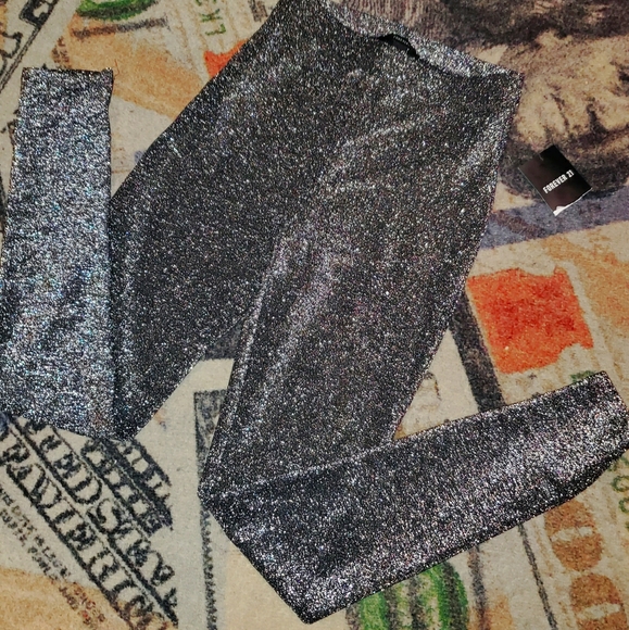 Forever 21 Pants - BLINGED OUT Silver Sparkle leggings